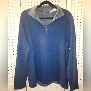 Tommy Bahama Blue Pull Over Reversable Sweater Large 1/4 Zip